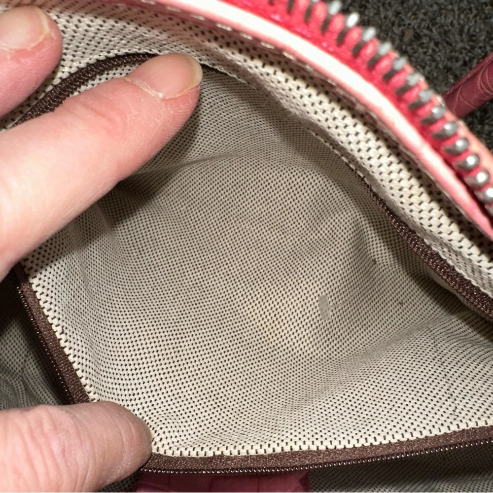 Dooney & Bourke Pink Crocodile-Embossed Shoulder Bag Y2K - Picture 5 of 12